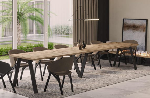 XXL dining table Lungo 130-405 cm oak Evoke / MDF extendable extendable backdrop table dining room table