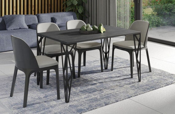 Dining table RULO 130-210 cm oak/MDF dining room table extendable expandable kitchen table metal frame
