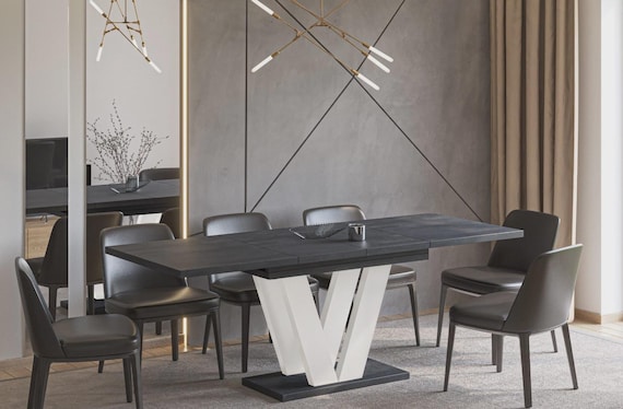 Dining table LARA WHITE 130-210 cm oak/MDF dining room table extendable expandable kitchen table