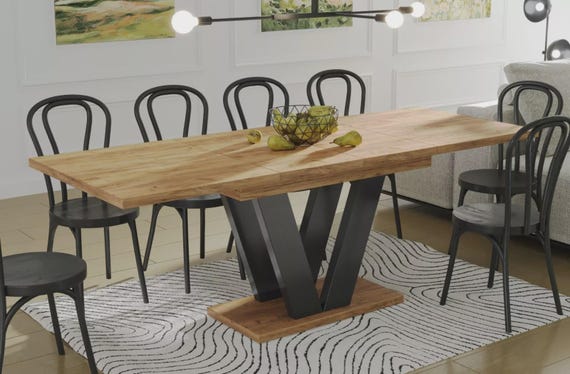 Dining table LARA 130-210 cm oak/MDF dining room table extendable kitchen table
