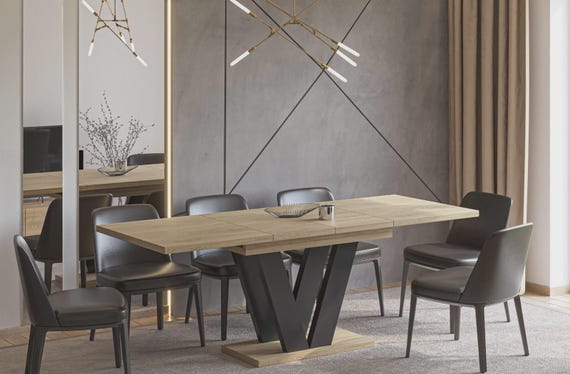 Dining table LARA 130-210 cm oak Cremona / MDF dining room table extendable kitchen table