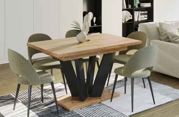 Dining table ALEX 130-210 cm oak craft gold / MDF dining room table extendable expandable kitchen table