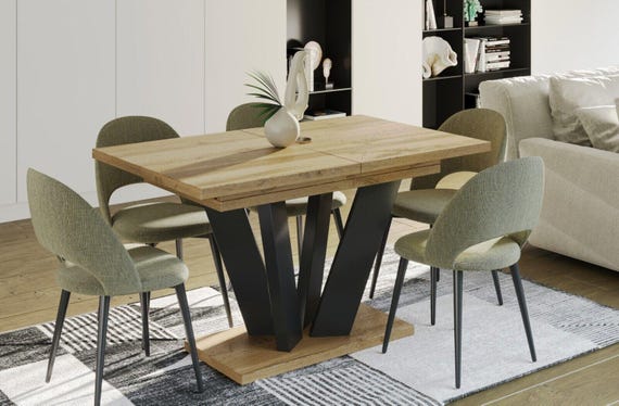 Dining table ALEX 130-210 cm Wotan oak / MDF dining room table extendable expandable kitchen table