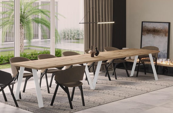 XXL dining table Lungo 130-405 cm oak Evoke white / MDF extendable extendable backdrop table dining room table