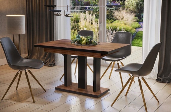 Dining table APPIA BLACK 130-170 cm oak/MDF dining room table with black border extendable expandable kitchen table