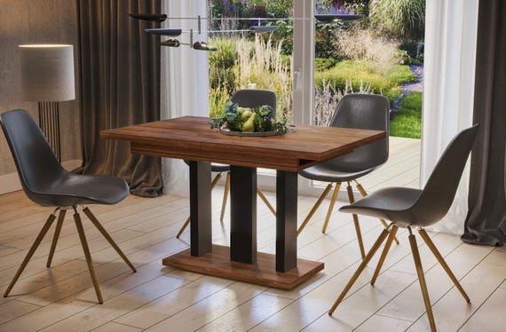 Dining table APPIA 130-210 cm Stirling oak / MDF dining room table extendable expandable kitchen table pedestal table