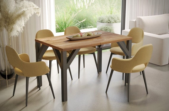XXL dining table BALTIKA 130-240 cm oak/MDF dining room table extendable expandable kitchen table metal frame modern design