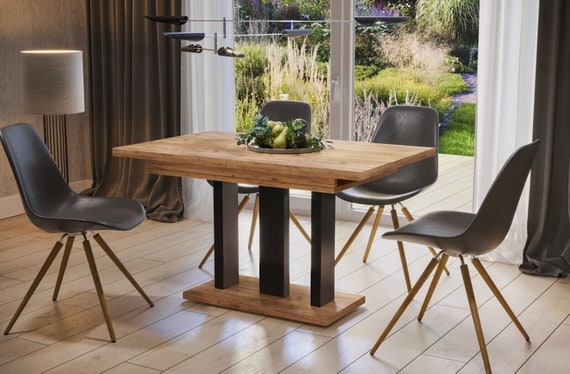 Dining table APPIA 130-210 cm oak/MDF dining room table extendable expandable kitchen table pedestal table