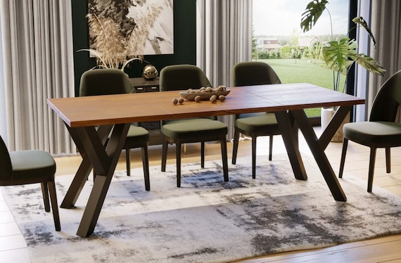 Dining table PIER 130-210 cm oak/MDF dining room table extendable expandable kitchen table metal frame
