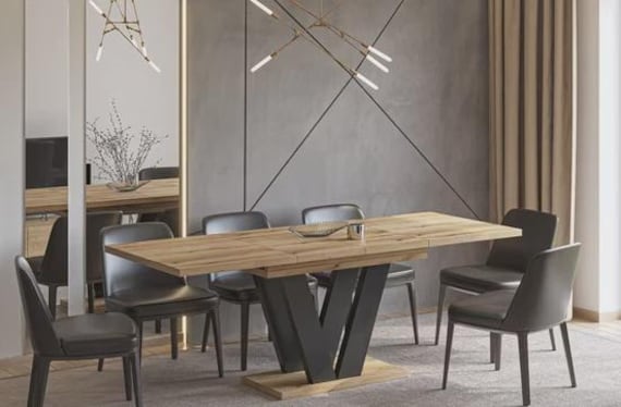 Dining table LARA 130-210 cm oak Evoke / MDF dining room table extendable expandable kitchen table