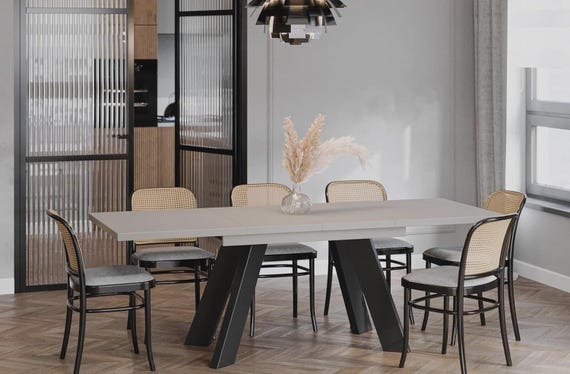 Dining table COMO 130-210 cm Cashmere Beige / MDF dining room table extendable kitchen table