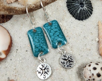 Vacation on a beach earrings #2- Compass - Traveler's collection
