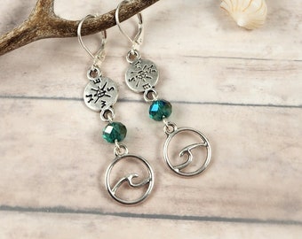 Vacation on a beach earrings #7 - Ocean Wave/Compass - Traveler's collection