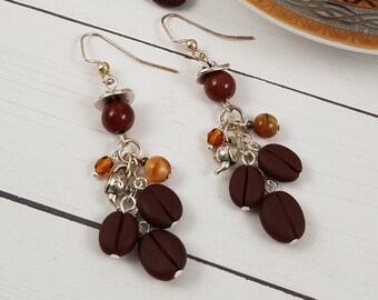 Coffee Beans & teapot Earrings for coffee lovers #2 Great gift!
