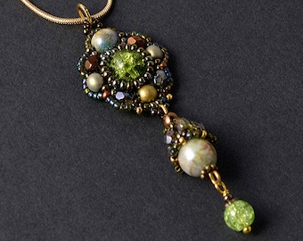 Enchanted Forest Beadwoven pendant