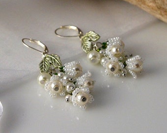 Lily of the valley spring flower wedding earrings