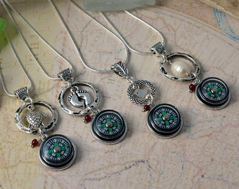 Compass charmed necklace