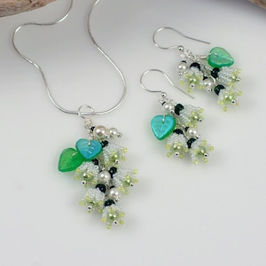 Lily of the valley pendant earrings set