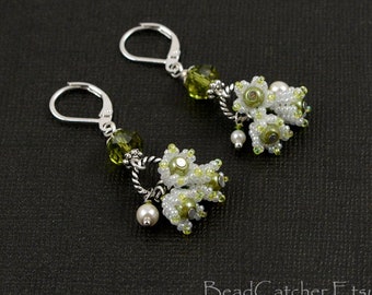 Lily of the valley flowers white spring earrings