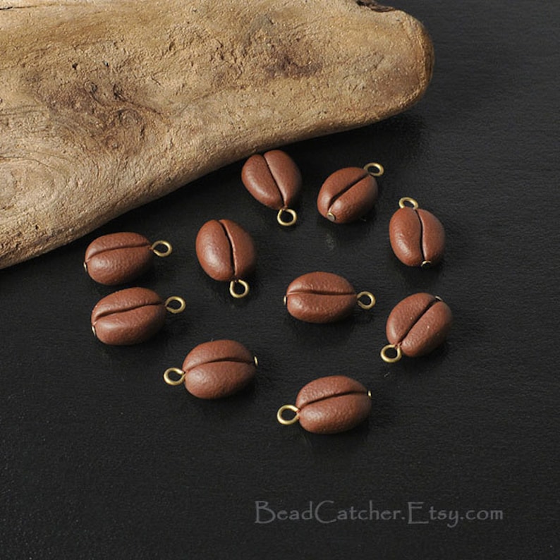 10 Coffee Bean Charms Beads for Crafts & Jewelry Making Etsy