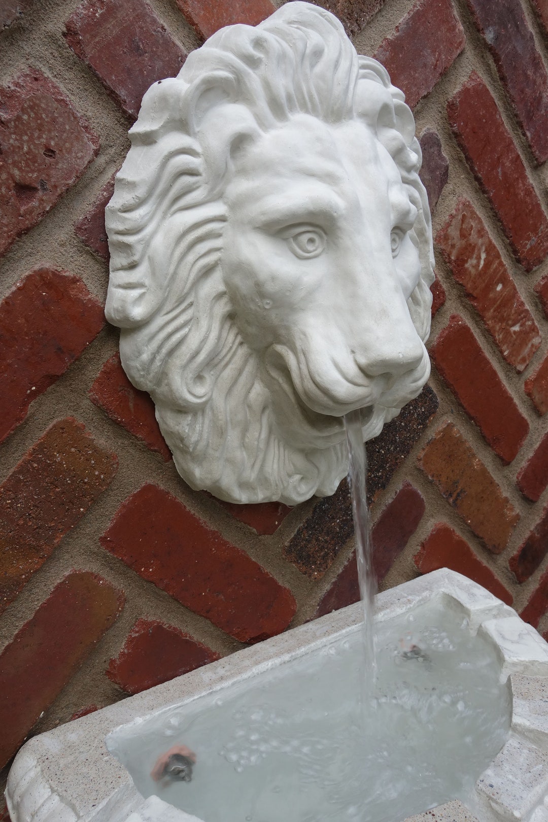 Lion Head White Concrete Sculpture Plaque Wall Fountain Relief - Etsy