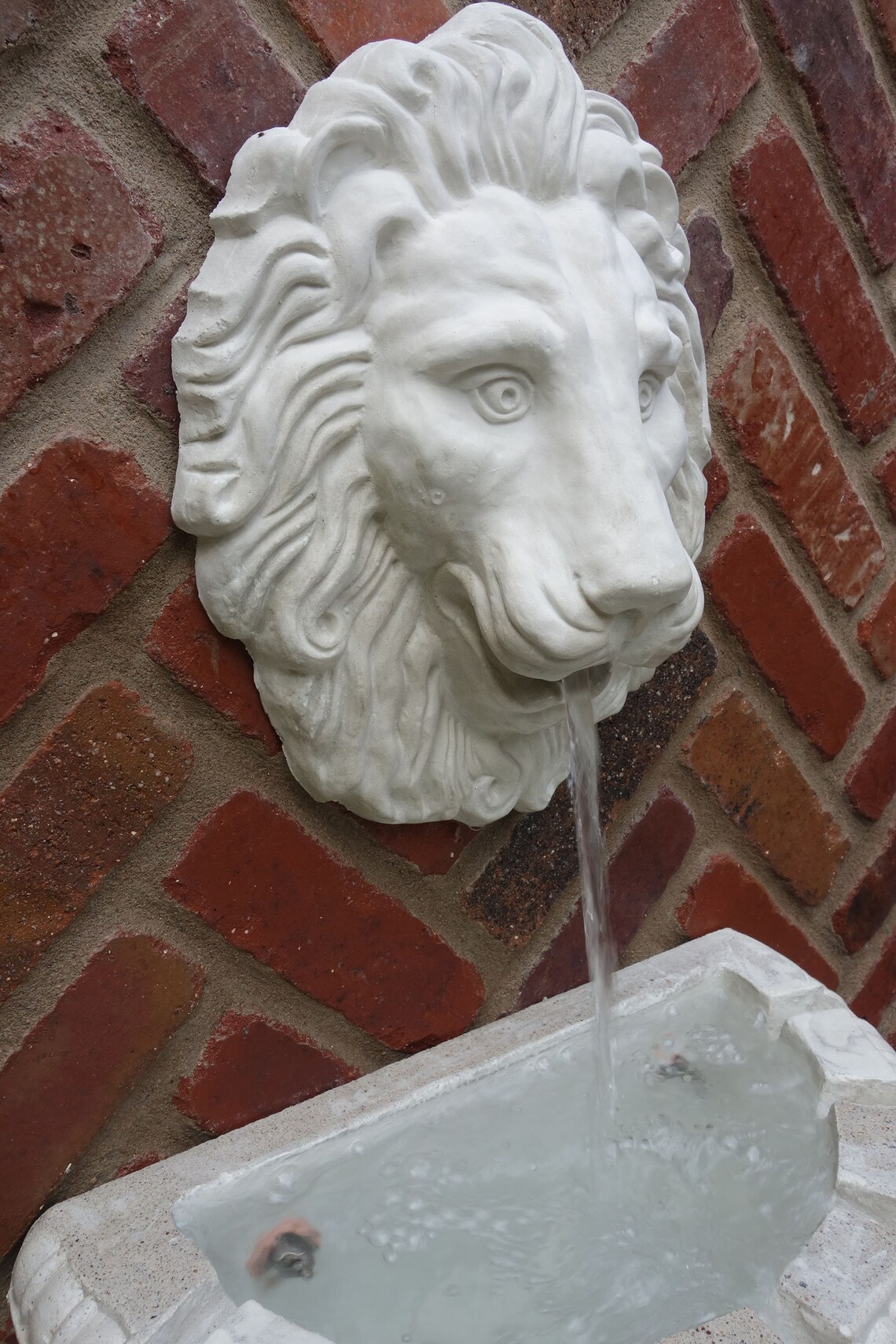 Lion Head Concrete Sculpture Plaque Wall Fountain Relief Etsy