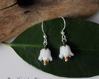 Lily of the valley beadwoven earrings