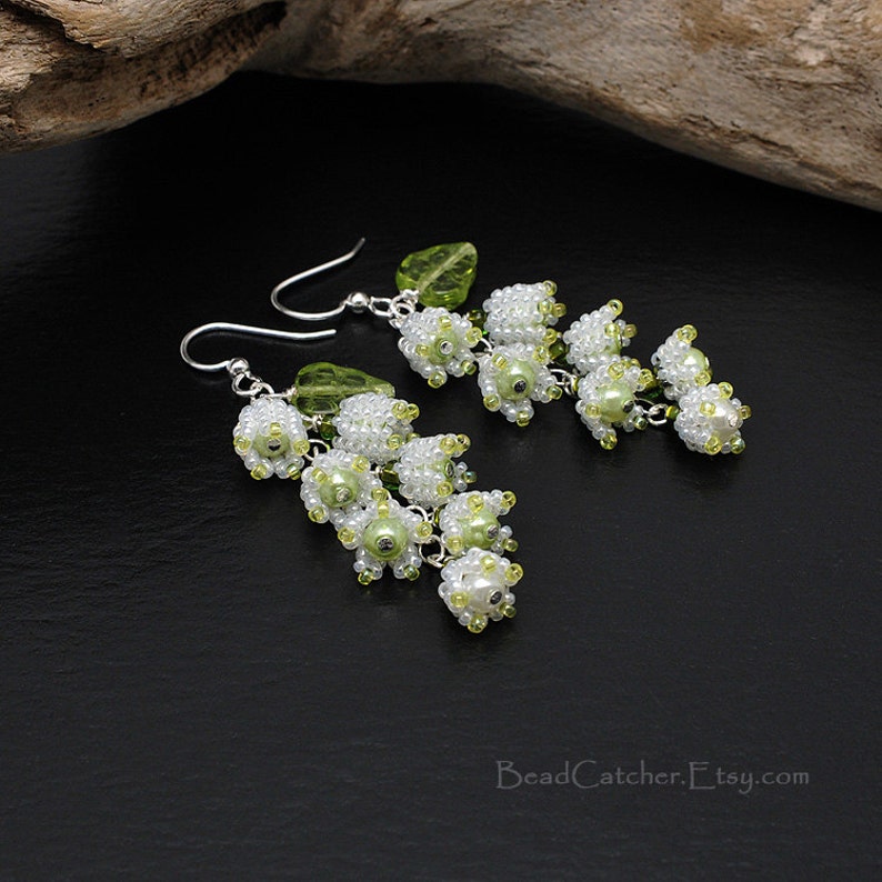 Lily of the valley spring earrings image 1