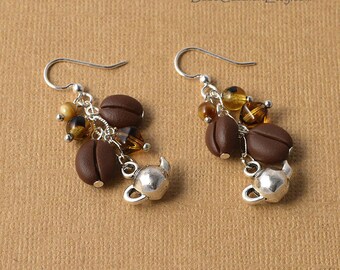 Coffee Beans & teapot Earrings