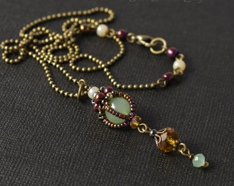 Victorian Jade Beadwoven Pendant