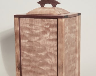 Wood Box Quilted Maple and Bloodwood Urn Lidded Vessel