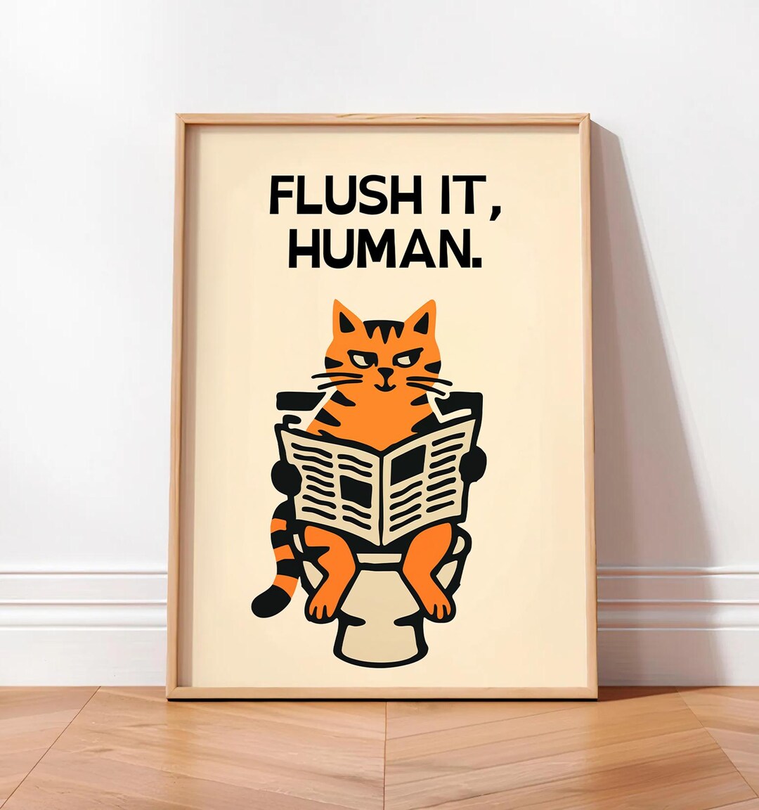 Black Cat on Toilet Print: Funny Bathroom Wall Art, Cat Reading Print ...