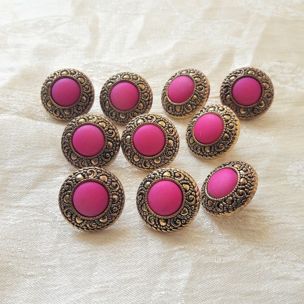 Bronze & pink buttons, set of 11, medium 15 mm 2/3 inch, women's cardigan jacket blouse, elegant buttons for special occasions