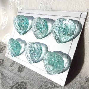 Carte à boutons en verre coeur bleu, lot de 6 boutons moyens, 20 mm 3/4 pouce, jolis boutons en cristal autrichien pour cardigan ou veste, bébé garçon