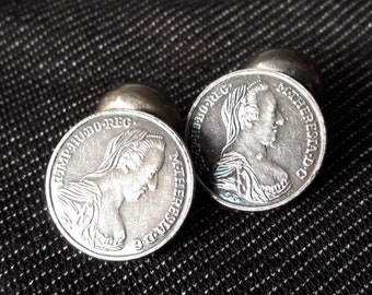 Boutons de manchette pièce de monnaie autrichiens impériaux faits de boutons vintage, 15 mm 5/8 pouces, connecteur de chaîne, Tracht allemand autrichien, connecteur pour chemise