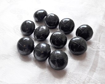 boutons en cuir noir, lot de 4 ou 7, 20 mm, 3/4 pouce, boutons vintage pour veste en cuir, manteau ou gilet