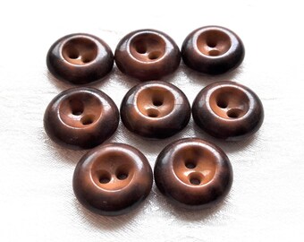 gemarmerde bruine tagua-knopen, set van 8, 15 mm 5/8 inch, vintage natuurlijke knopen uit het midden van de eeuw voor shirt of vest