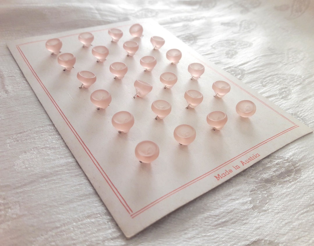 Frosted Pink Glass Button Card, Set of 24, Tiny Buttons, 7 Mm 1/4 Inch ...