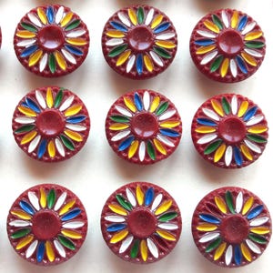 knopen van geschilderde rode bloemglazen, kaart van 24, medium, 19 mm 3/4 inch, mooie kristallen knopen voor vest of jas, Oostenrijks-Duitse kleding