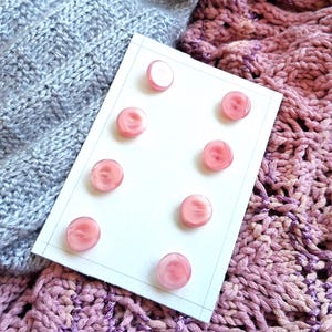 Set di 8 bottoni in vetro rosa, 15 mm, 5/8 pollici, cristallo austriaco degli anni '50, '60, '70, camicetta o cardigan da donna, bottoni per bambina