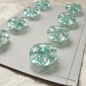 botões de vidro azul em formato de margarida, cartão de botões em cristal austríaco, conjunto de 8 botões, botões médios de 18 mm e 3/4 polegadas, fechos elegantes para cardigãs