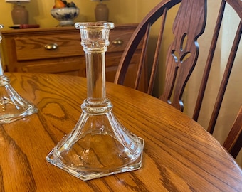 Set of Two Glass Candle Holders- 6”