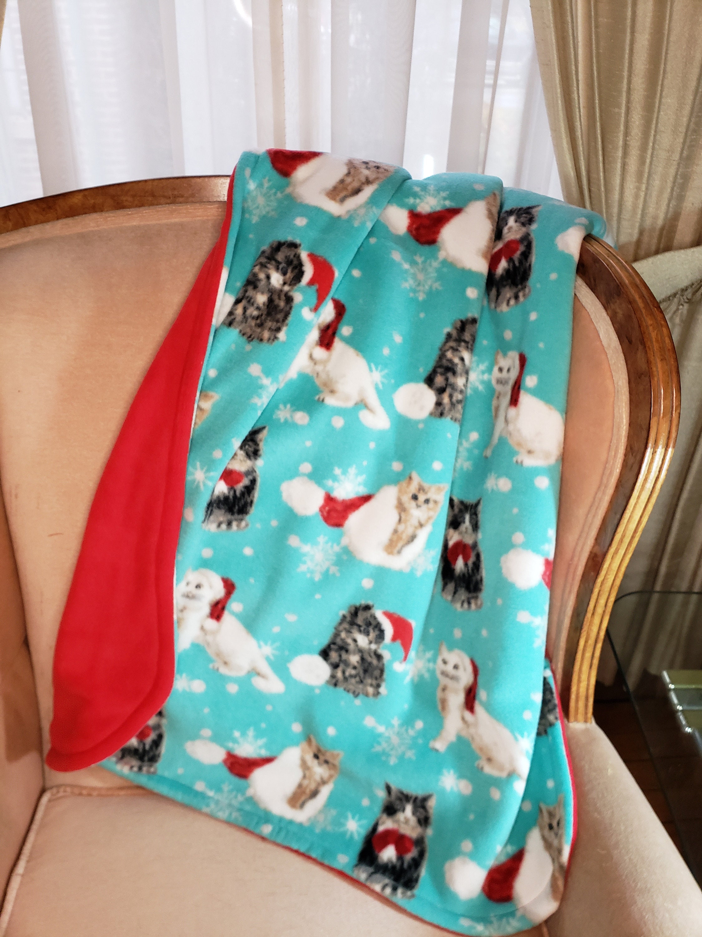 Christmas Cats, Cat Blanket, Pet Blanket, Lap Blanket, Furniture Throw