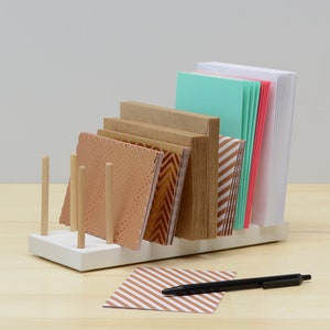 Handmade Card Supply Adjustable Peg Desk Holder, Card Stand and Holder, Envelope Caddy,  Greeting Card Holder, Craft Supplies Display