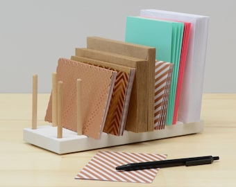 Handmade Card Supply Adjustable Peg Desk Holder, Card Stand and Holder, Envelope Caddy,  Greeting Card Holder, Craft Supplies Display