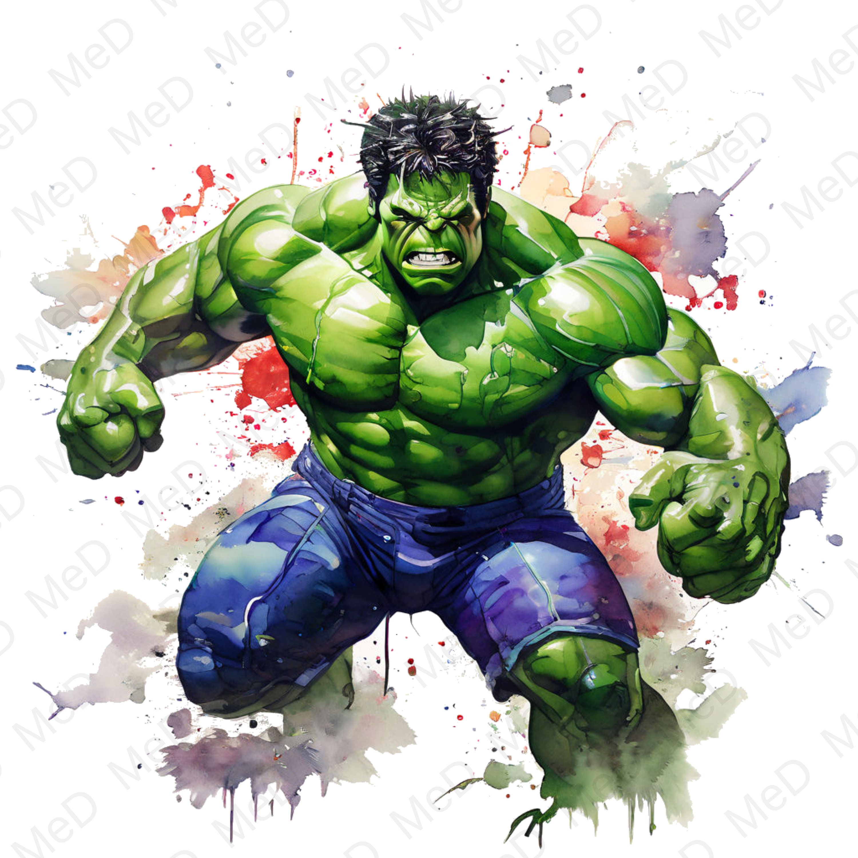9 PNG HULK, Watercolor and Splash Styles, High Resolution PNG Files for