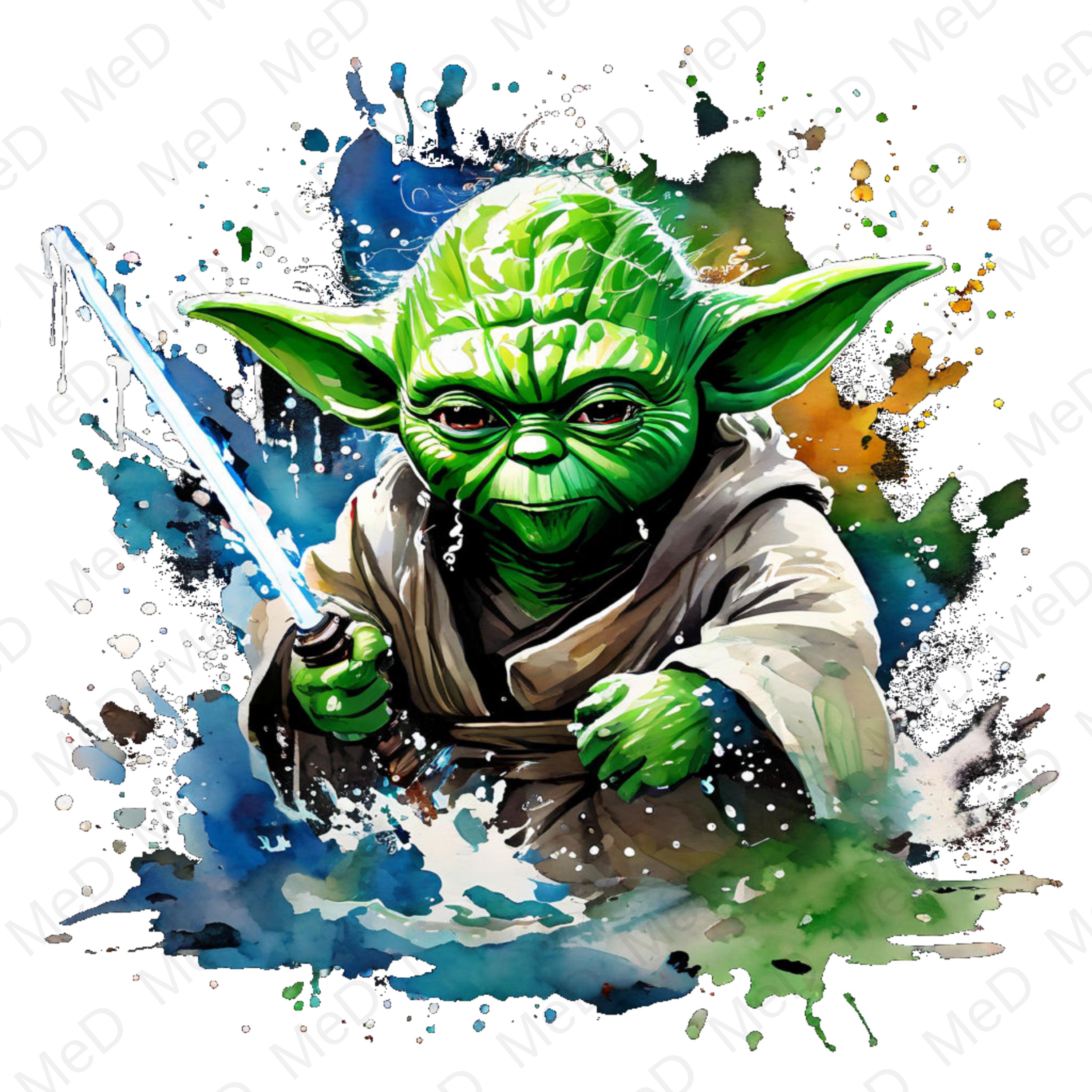 6 PNG Yoda, Watercolor and Splash Styles, High Resolution PNG Files for ...