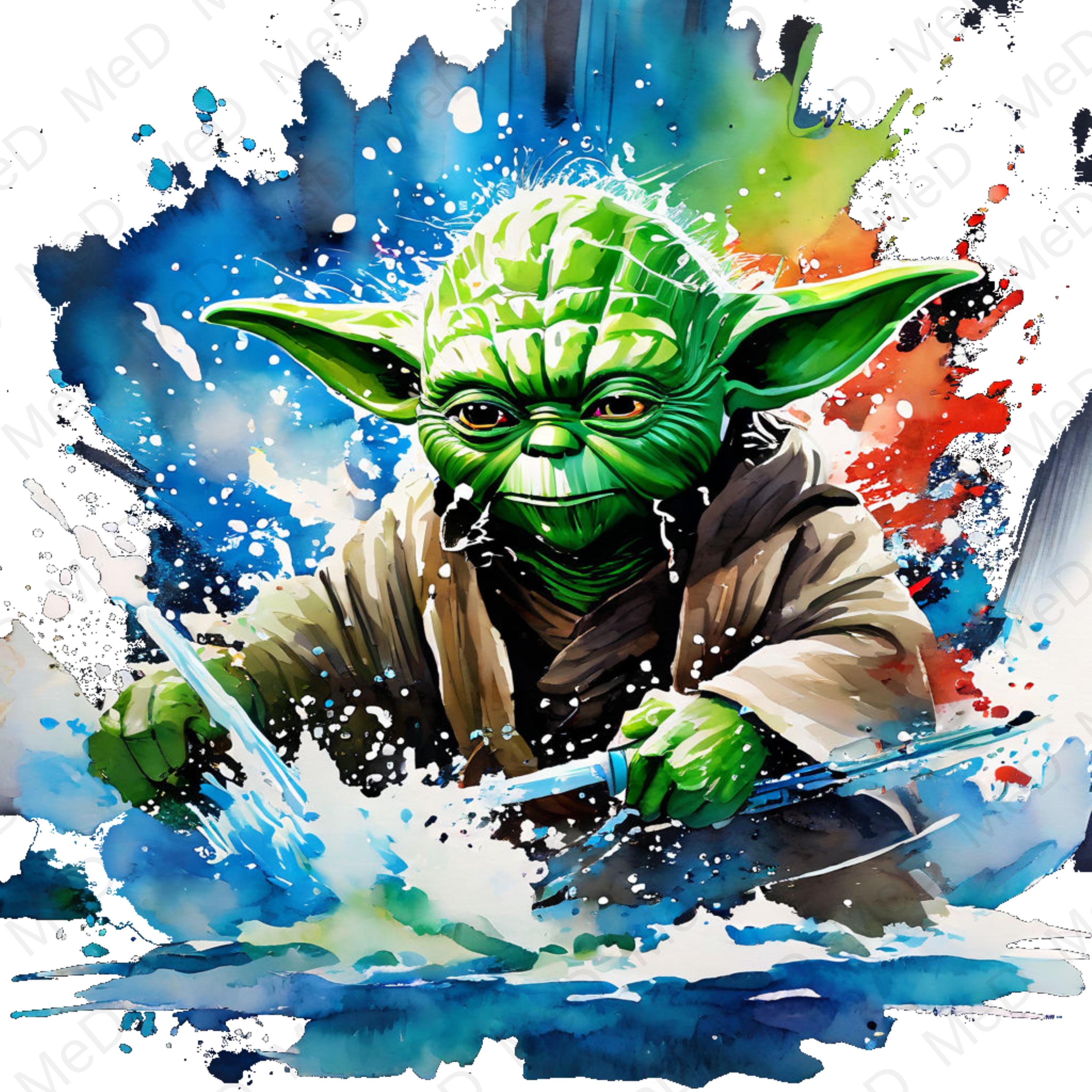 6 PNG Yoda, Watercolor and Splash Styles, High Resolution PNG Files for ...