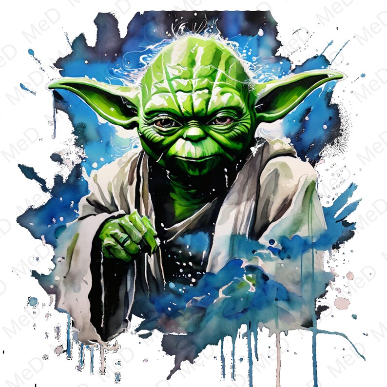 6 PNG Yoda, Watercolor and Splash Styles, High Resolution PNG Files for ...