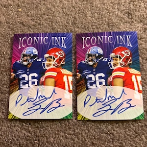 Patrick Mahomes & Saquon Barkley Iconic Ink Custom Rookie Two Card Lot